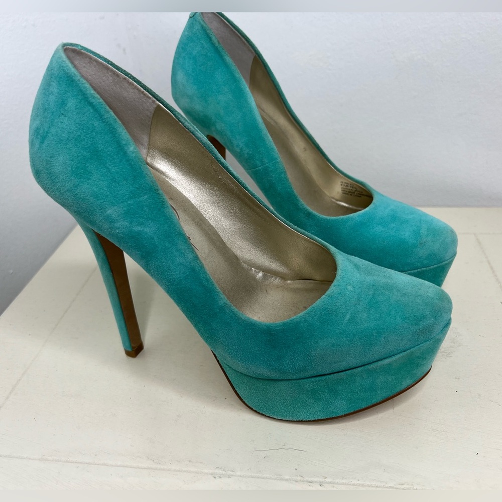 Jessica Simpson Teal Suede Stiletto Heels